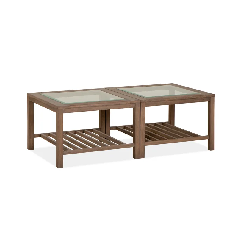 Darwin Wood Bunching Cocktail Table w/Glass Top KD