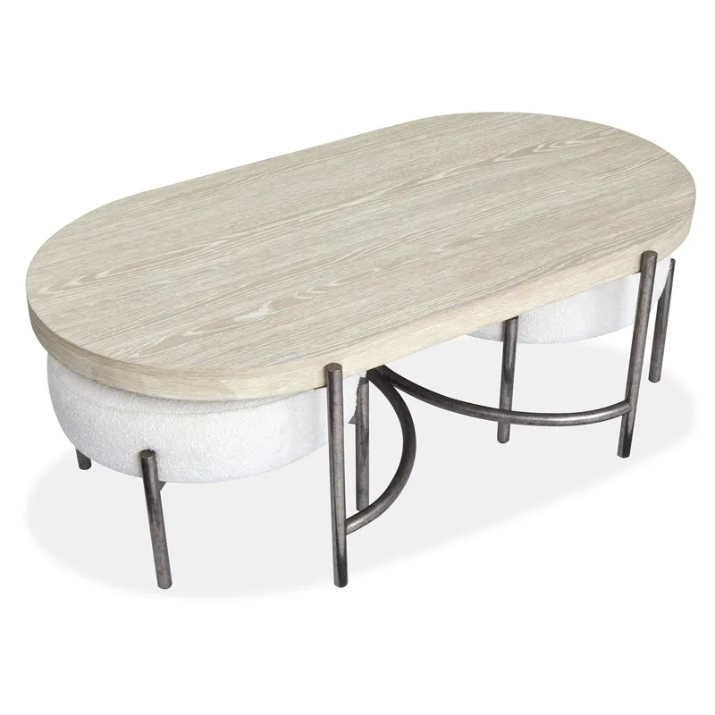 Jennings Oval Cocktail Table w/2 Ottomans (Uph. Seat)
