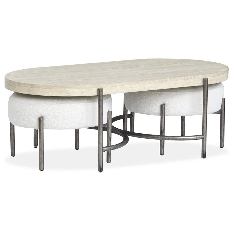 Jennings Oval Cocktail Table w/2 Ottomans (Uph. Seat)
