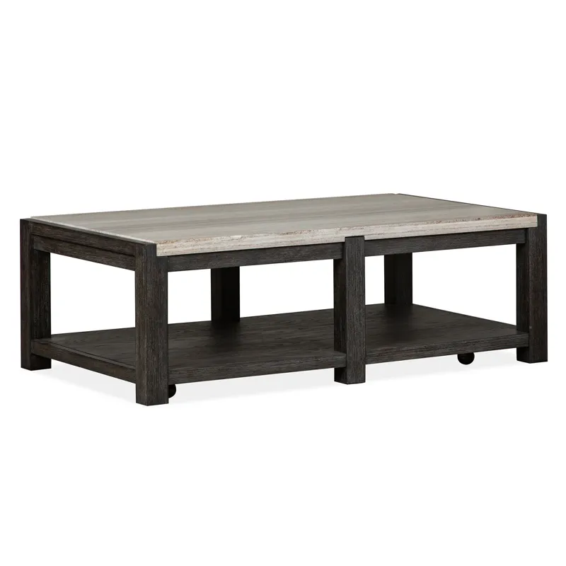 Plum Creek - Black Rectangular Cocktail Table w/Casters