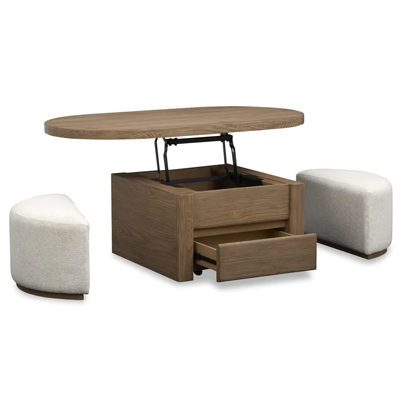 Hayden Lift Top Stg.Cocktail Table w/Casters & 2 Uph.Stools