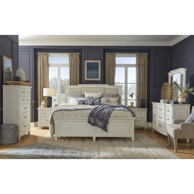 Willowbrook Egg Shell White California King Panel Upholstered Bed