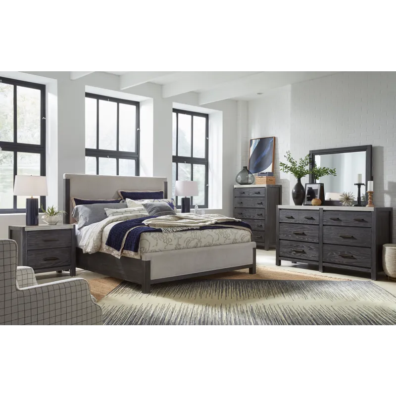 Plum Creek Ravenwood Black Queen Upholstered Panel Bed