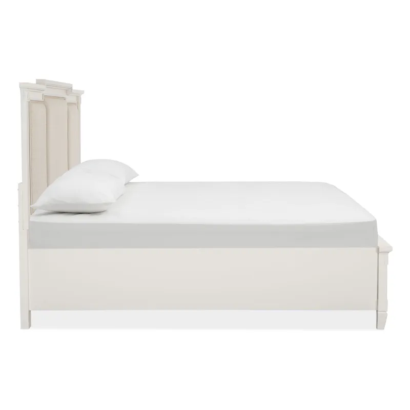 Willowbrook Egg Shell White Queen Panel Upholstered Storage Bed