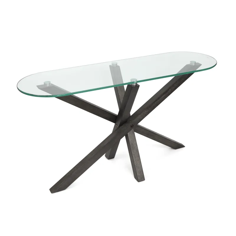 Jax Carbon Shadow And Chrome Oval Sofa Table