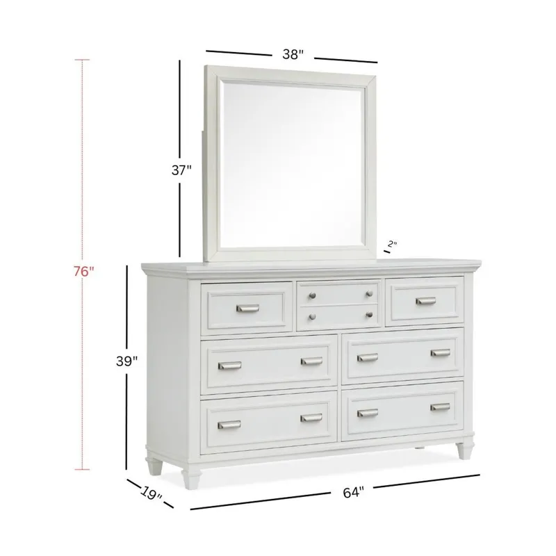 Charleston White Dove White Drawer Dresser With Landscape Mirror