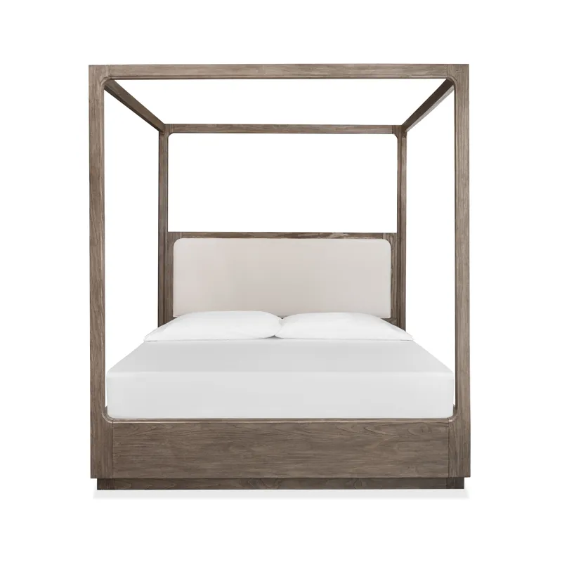 Westbourne Dark Umber Queen Upholstered Poster Bed