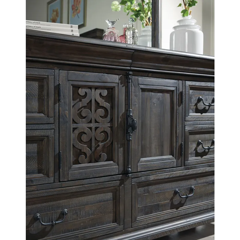 Bellamy Peppercorn Drawer Dresser With Shaped Mirror