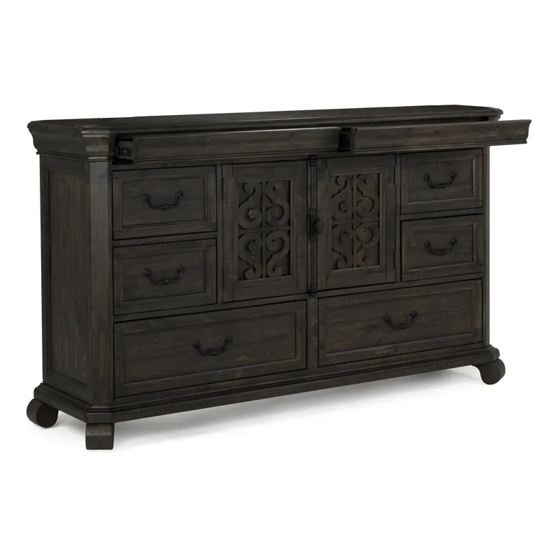 Bellamy Peppercorn Drawer Dresser With Shaped Mirror