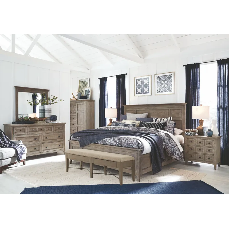 Paxton Place Dovetail Grey Drawer Dresser With Landscape Mirror