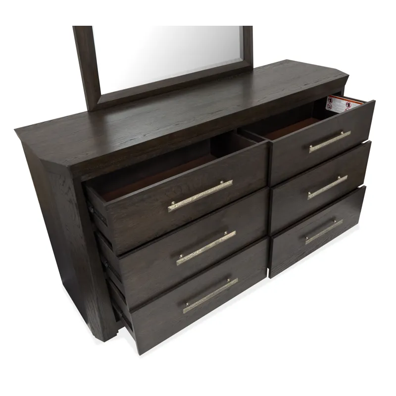 Tauren Coffee Bean Double Drawer Dresser With Shaped Mirror