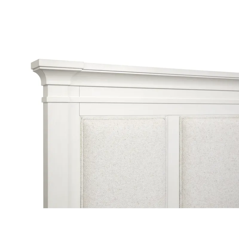 Kingston Whisper White And Cerused Nutmeg California King Upholstered Panel Bed