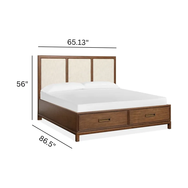 Ridgefield Russet Queen Upholstered Panel Storage Bed