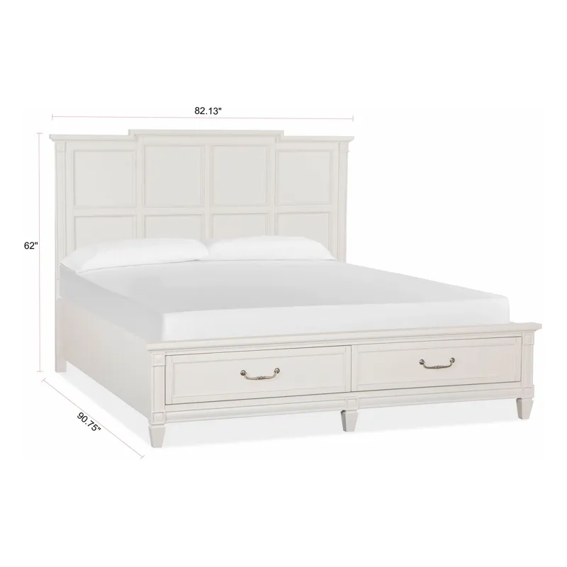 Willowbrook Egg Shell White California King Panel Storage Bed