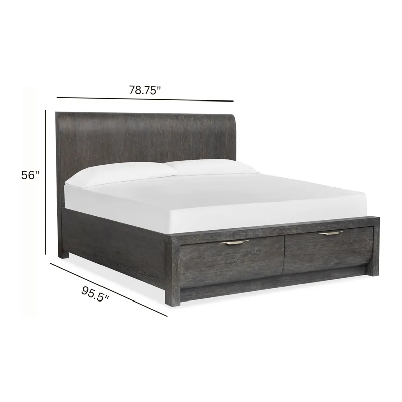 Kinsley Black Heron California King Panel Storage Bed