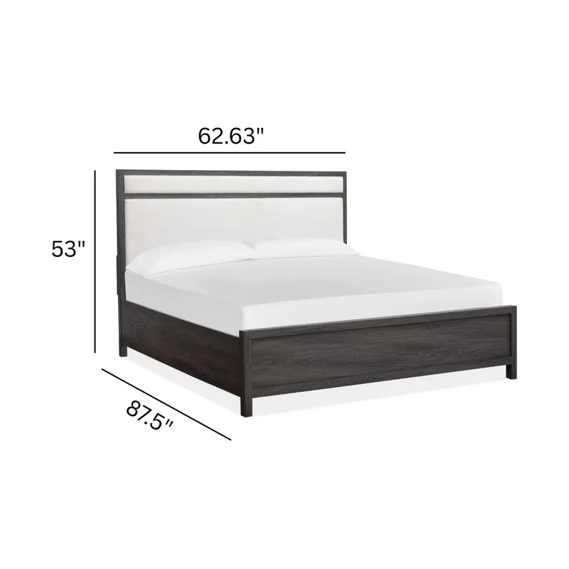 Merrifield Raisin Black Queen Upholstered Panel Bed