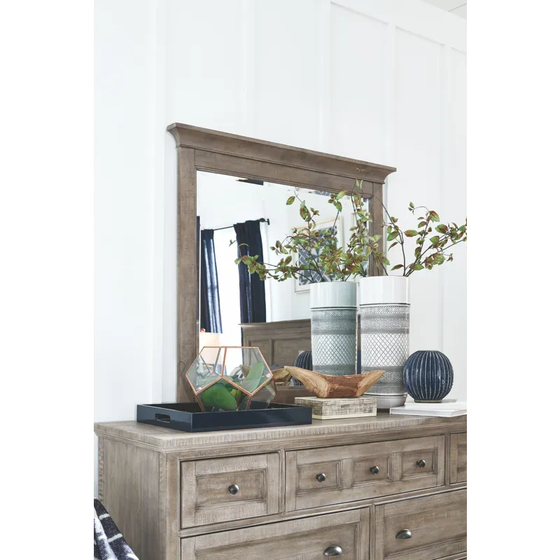 Paxton Place Dovetail Grey Drawer Dresser With Landscape Mirror