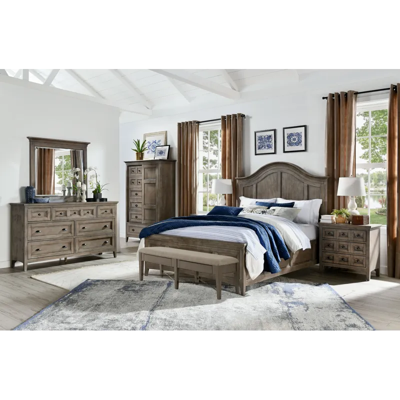 Paxton Place Dovetail Grey Drawer Dresser With Landscape Mirror