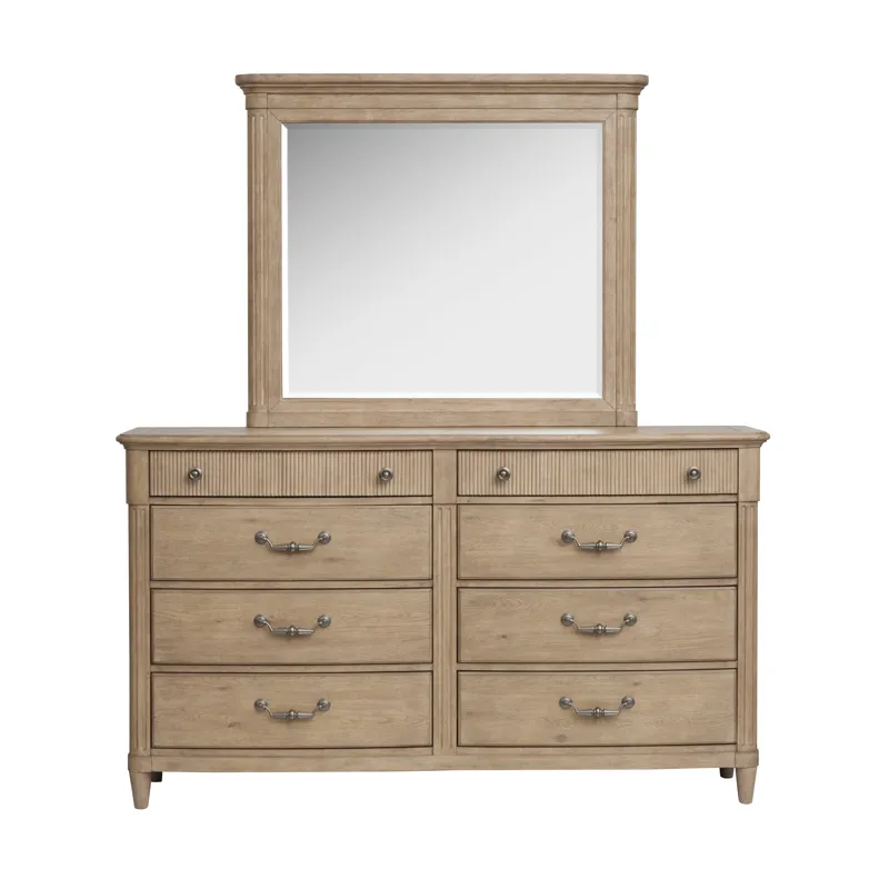Harmony Heights Belgium Wheat Double Drawer Dresser With Landscape Mirror