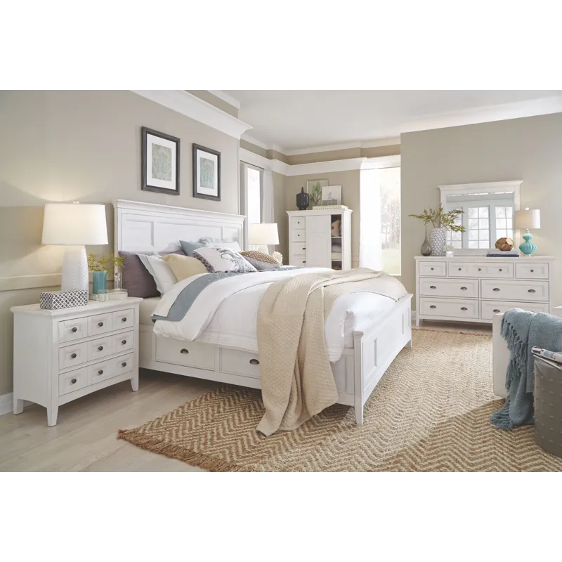 Heron Cove Chalk White And Dovetail Grey Drawer Dresser With Landscape Mirror