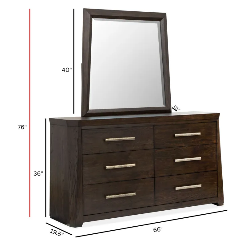 Tauren Coffee Bean Double Drawer Dresser With Shaped Mirror