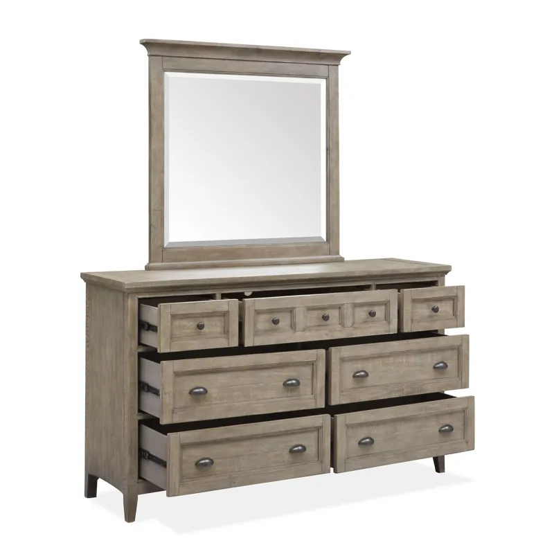 Paxton Place Dovetail Grey Drawer Dresser With Landscape Mirror