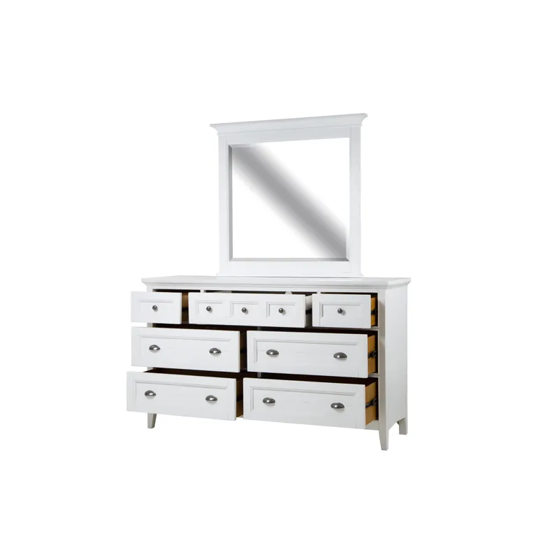 Heron Cove Chalk White And Dovetail Grey Drawer Dresser With Landscape Mirror