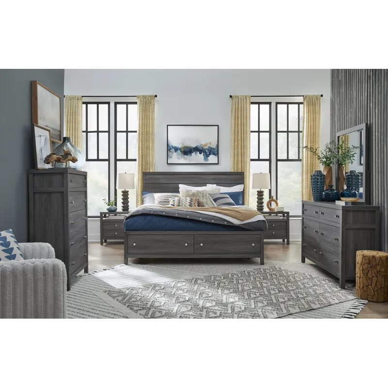 Merrifield Raisin Black Queen Panel Storage Bed