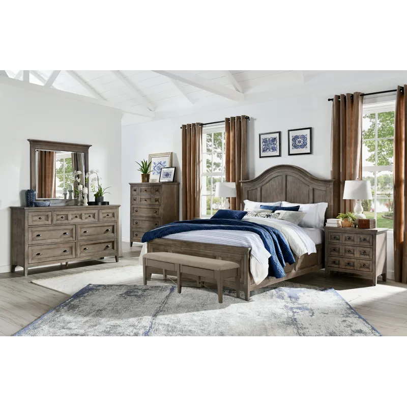 Paxton Place Dovetail Grey Drawer Dresser With Landscape Mirror