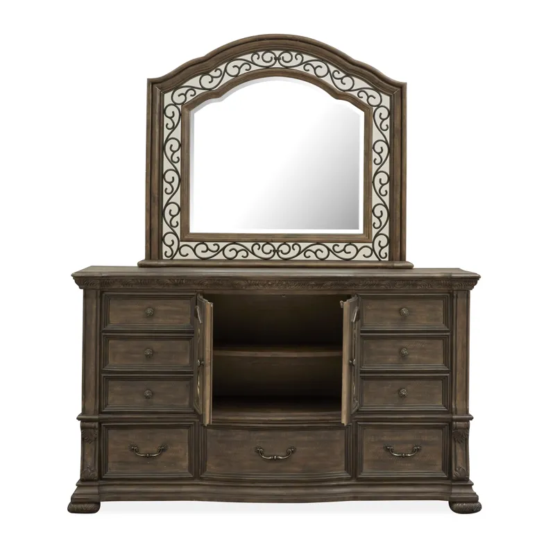 Durango Willadeene Brown Drawer Dresser With Shaped Mirror