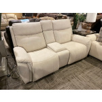 Reclining Console Loveseat w/Power Headrests - Ecru