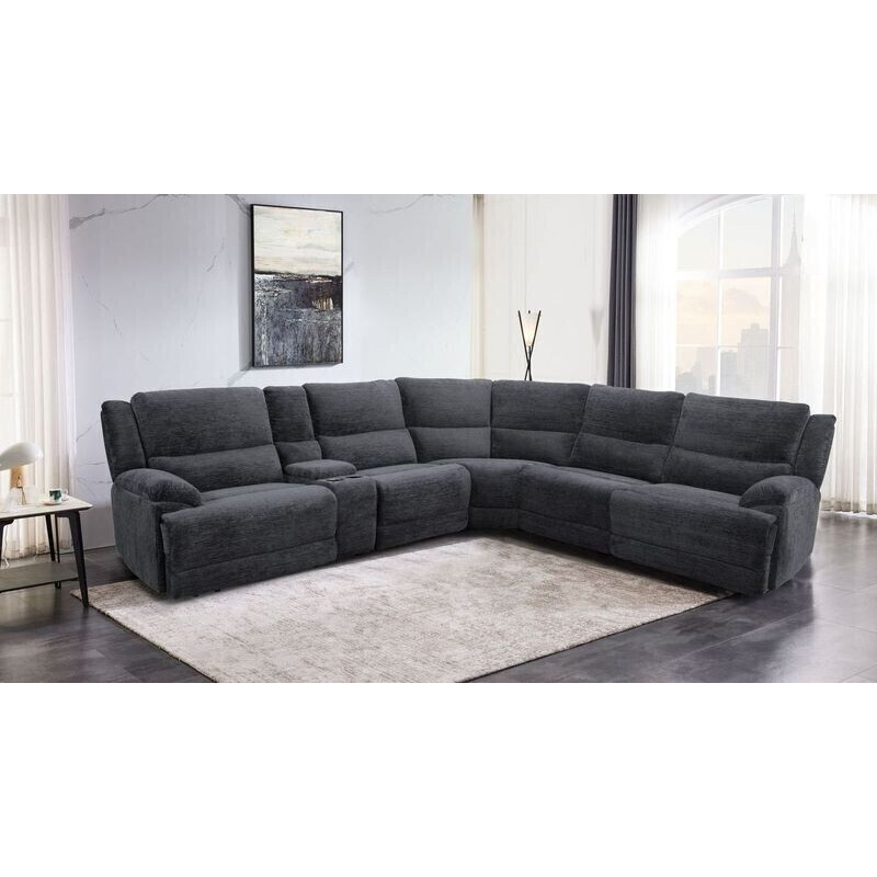 6 PC Power Reclining Sectional - Lucie Charcoal - Thumbnail 4