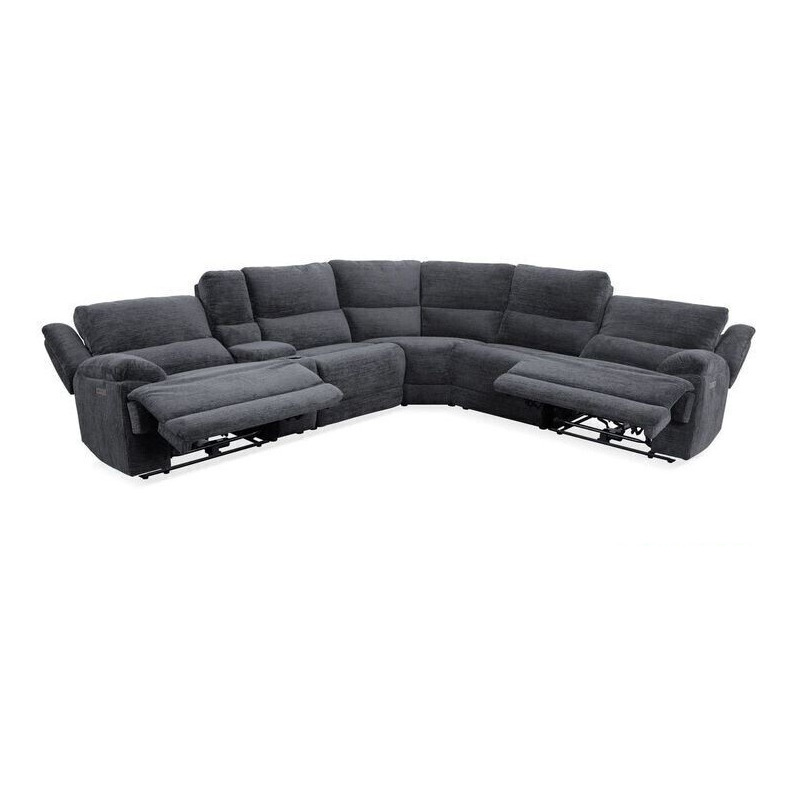 6 PC Power Reclining Sectional - Lucie Charcoal - Thumbnail 3
