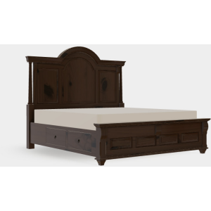 Bartlett's Island King Arched Panel Bed w/Both Drawersides - Rustic Cherry