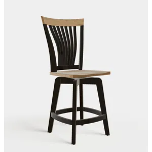 Brinkley 24" Swivel Barstool - Elm Seat/Top Rail & Maple Frame