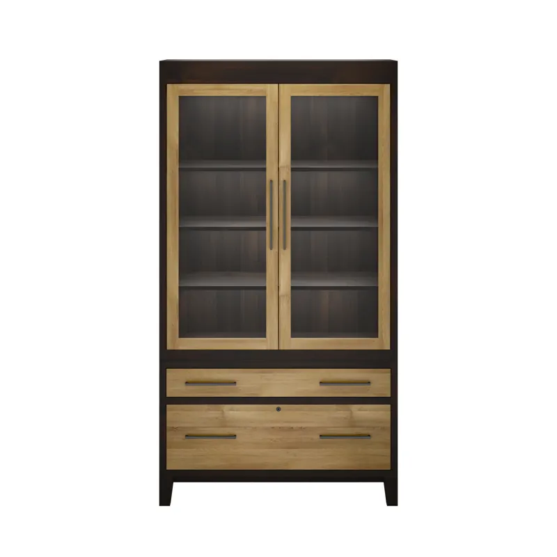 Oxford Bookcase Maple 407 Black Silk 410Honey Front.jpg