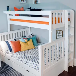 Classic Twin over Full Bunk Bed - Classic White Slats