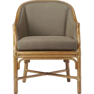 McGuire Originals Caned Toboggan Arm Chair - Upholstered Back
