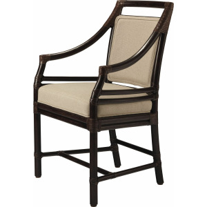 McGuire Originals Rattan Target(R) Arm Chair, (Upholstered Back)