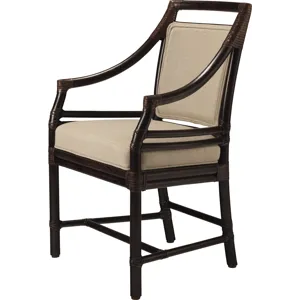 McGuire Originals Rattan Target(R) Arm Chair, (Upholstered Back)