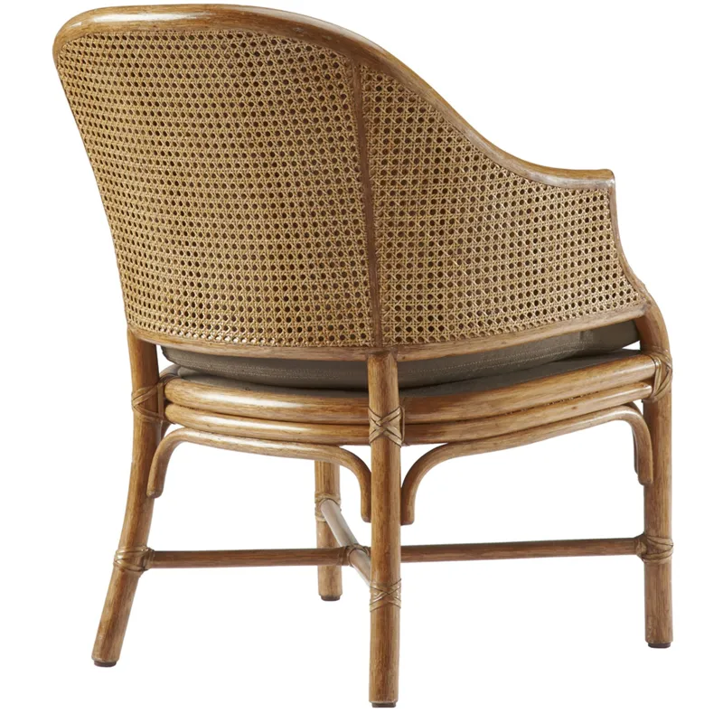 McGuire Originals Caned Toboggan Arm Chair - Upholstered Back
