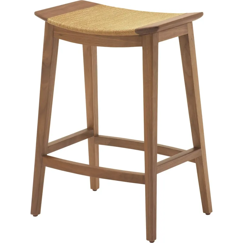 McGuire Originals Curved Walnut Counter Stool