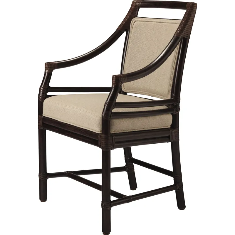 McGuire Originals Rattan Target(R) Arm Chair, (Upholstered Back)