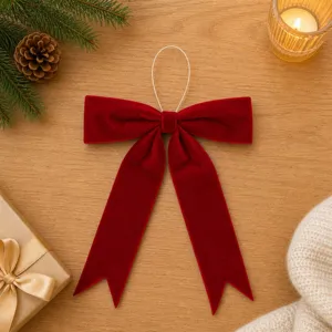 13'' Red Poly. Bow Ornament