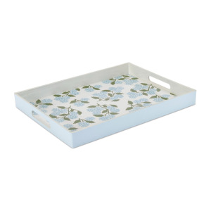 Blue Floral White Tray