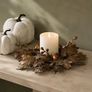 Fall Oak Leaf Acorn Candle Rin