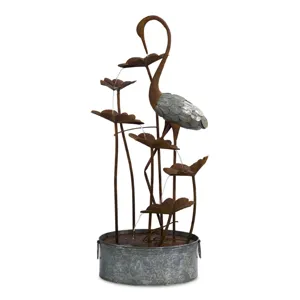 Mtal Crane/Lily Pad Fountain
