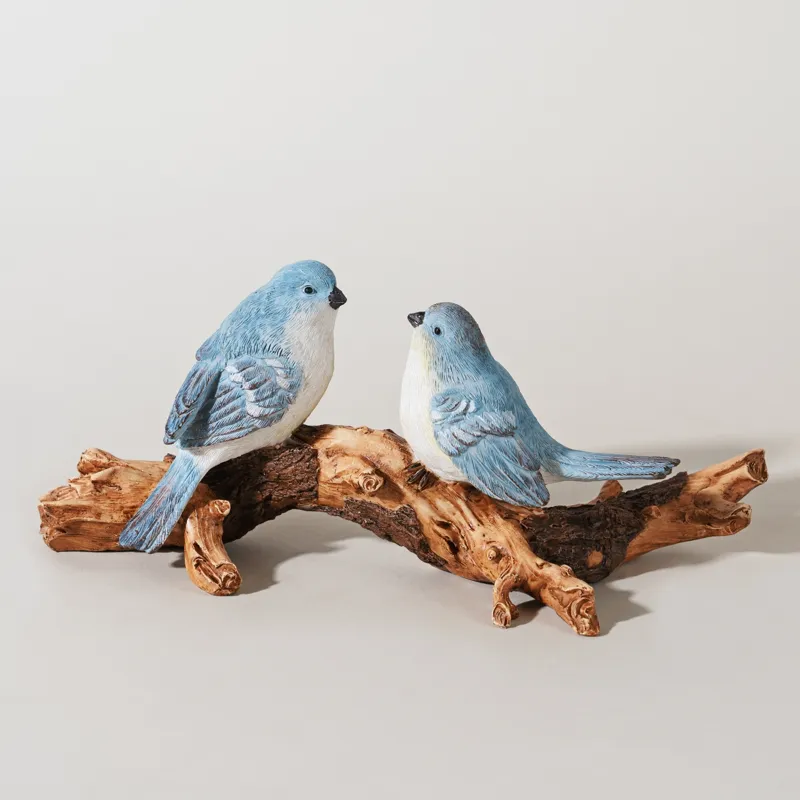 Blue Jays On Birch Statue