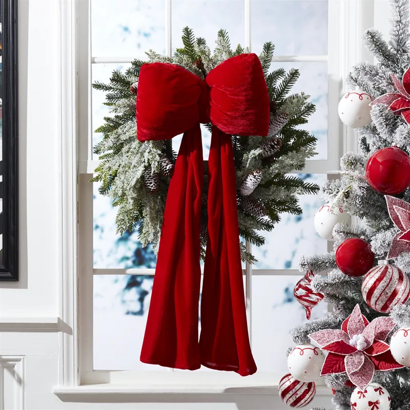 35'' Red Fabric Bow Ornament