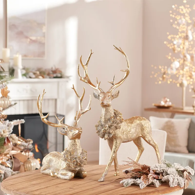 Gold Deer WITH Wreath Asrtd